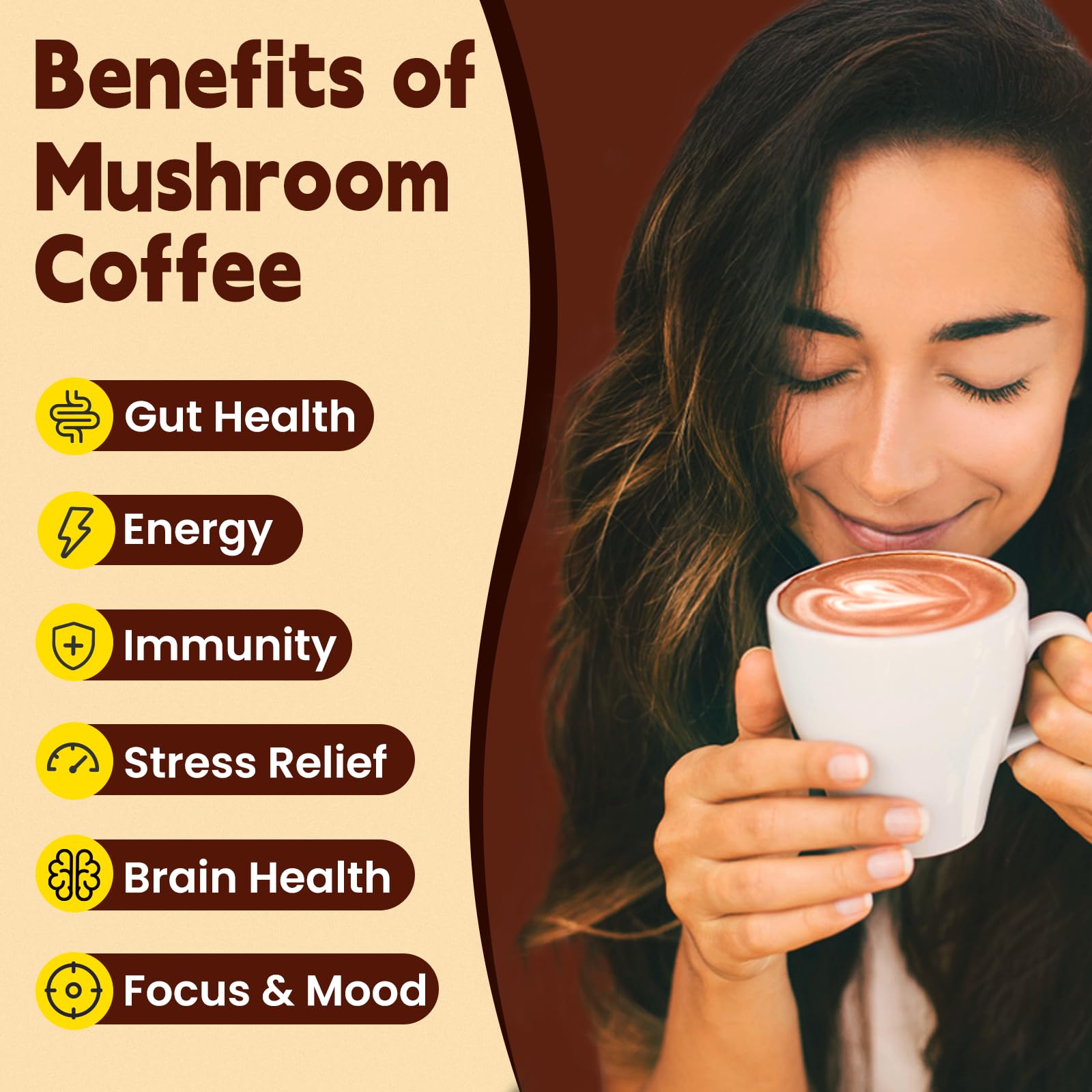 WepBio Mushroom Coffee Toasted Hazelnut packet with nutty aroma and clear-headed energy