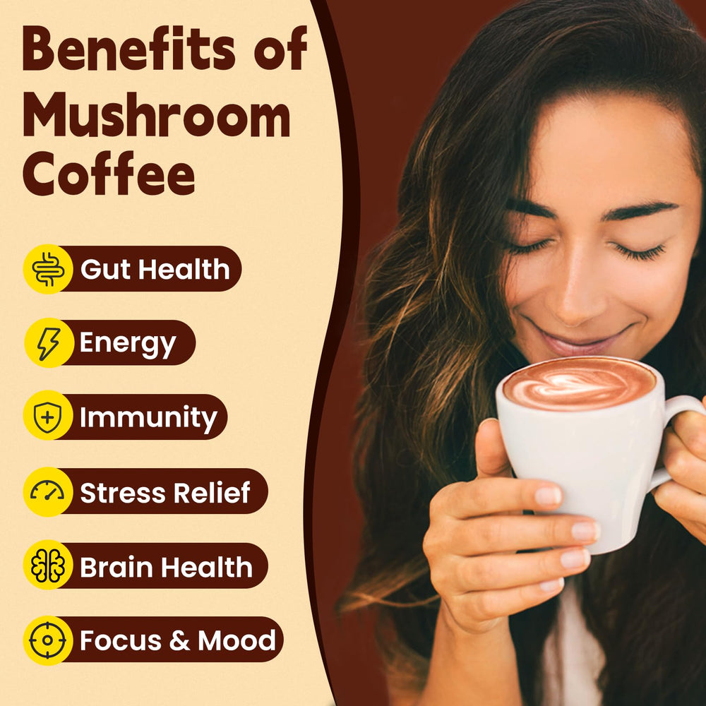 WepBio Mushroom Coffee Toasted Hazelnut packet with nutty aroma and clear-headed energy