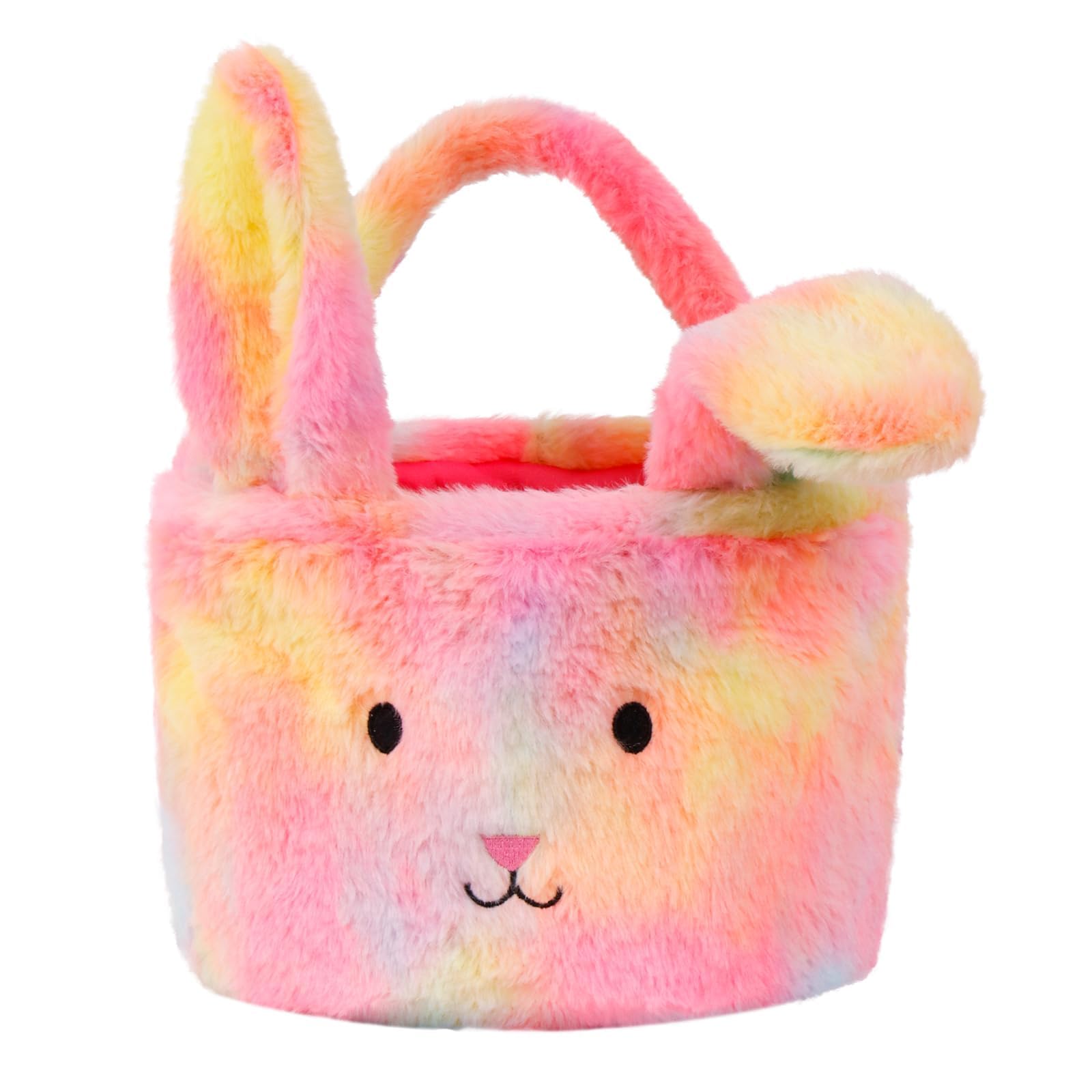 Wepop kids plush Easter basket with handle and folded ears, ideal for egg hunts