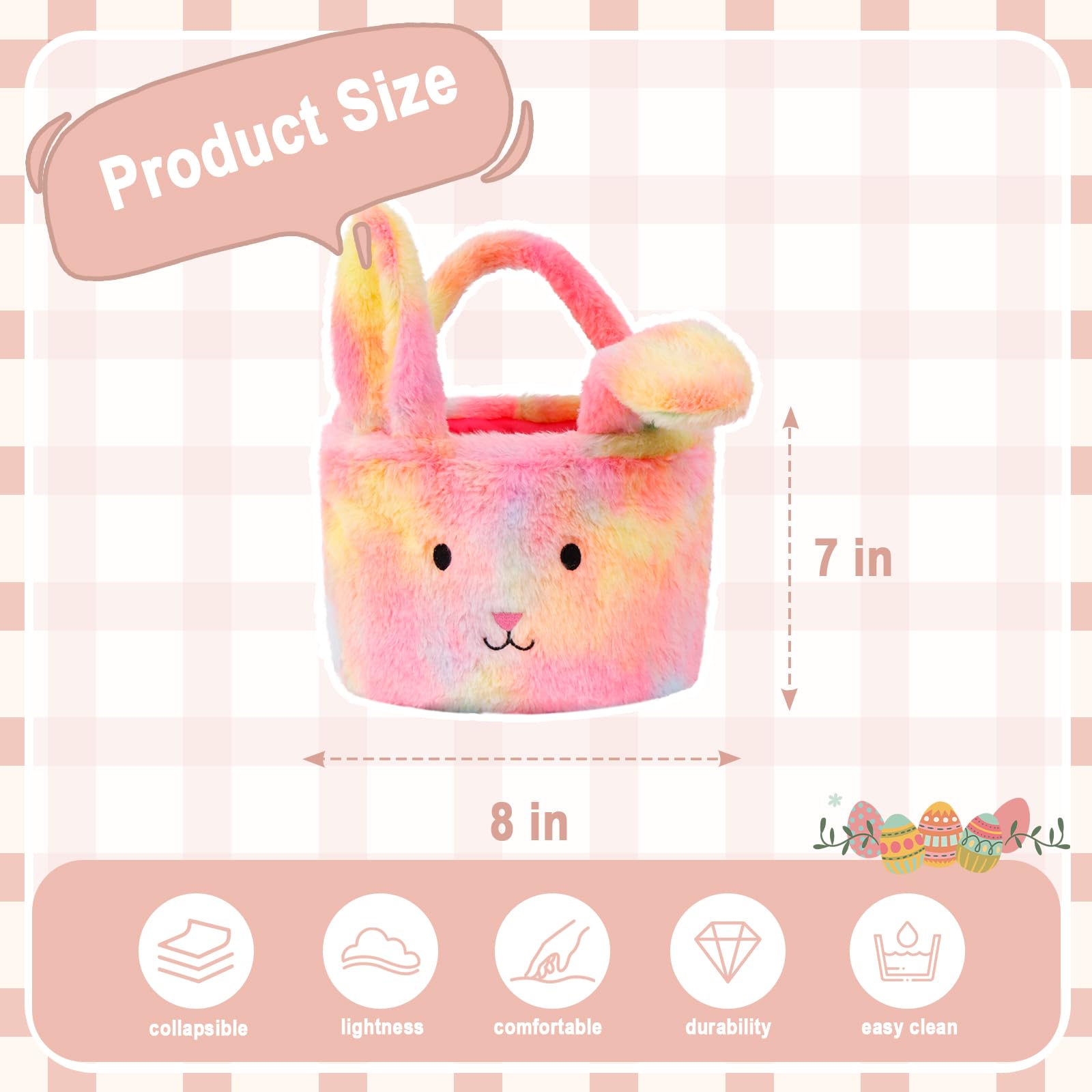 Wepop plush Easter bucket for egg hunting, keeps treats visible and easy to carry