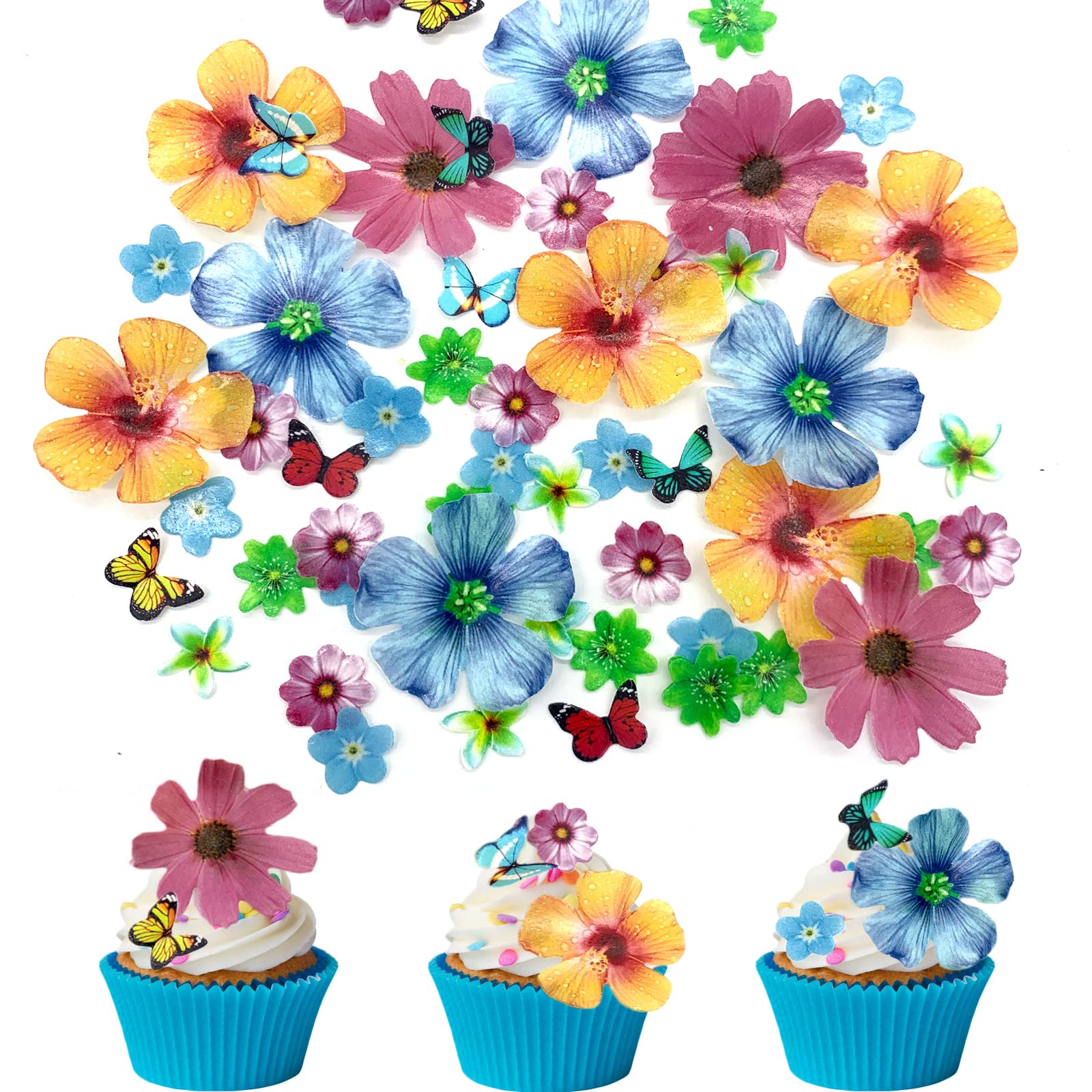 Weraru mixed-color edible flowers close-up adds vibrant cake accents