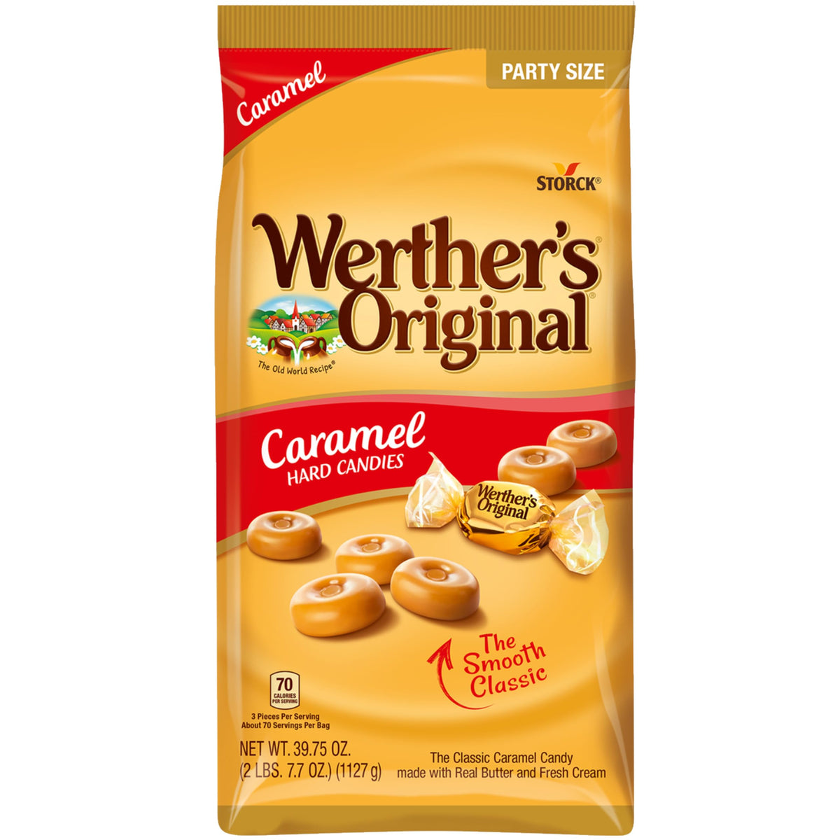 Werthrs Original Caramel Hard Candy bulk bag, ideal for sharing at gatherings and gifting