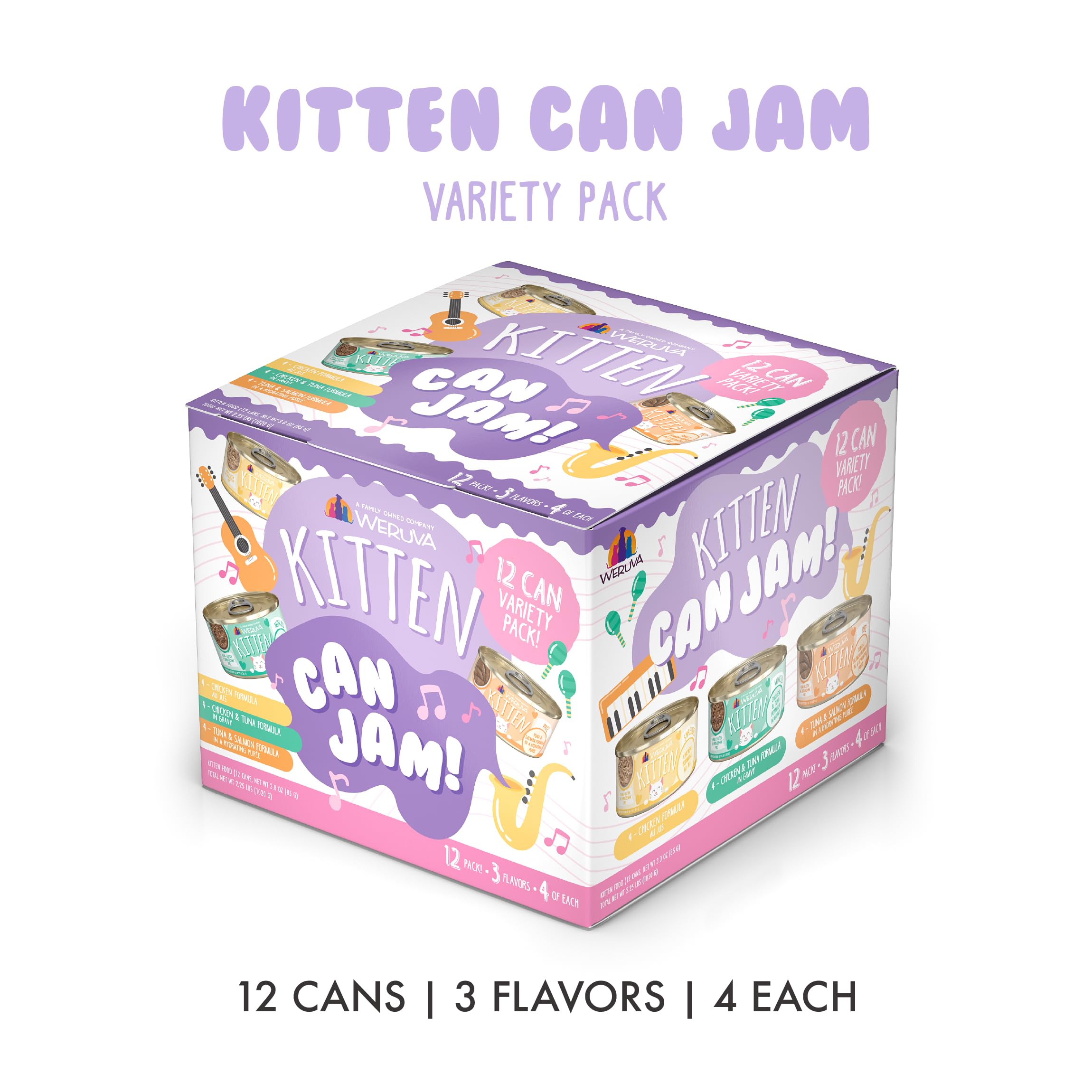 Weruva Kitten Can Jam features assorted flavors to entice picky kittens.