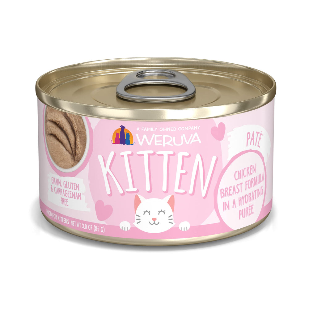 Weruva kitten chicken breast puree in a bowl shows creamy texture ideal for easy feeding.