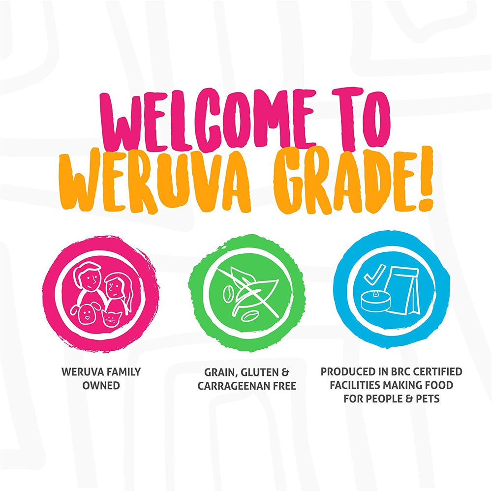 Packaging of Weruva Press Your Lunch chicken pate emphasizes safety and quality