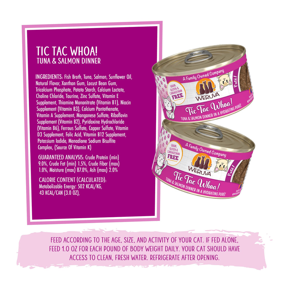Weruva Tic Tac Whoa nutrition label notes low phosphorus for urinary-friendly care