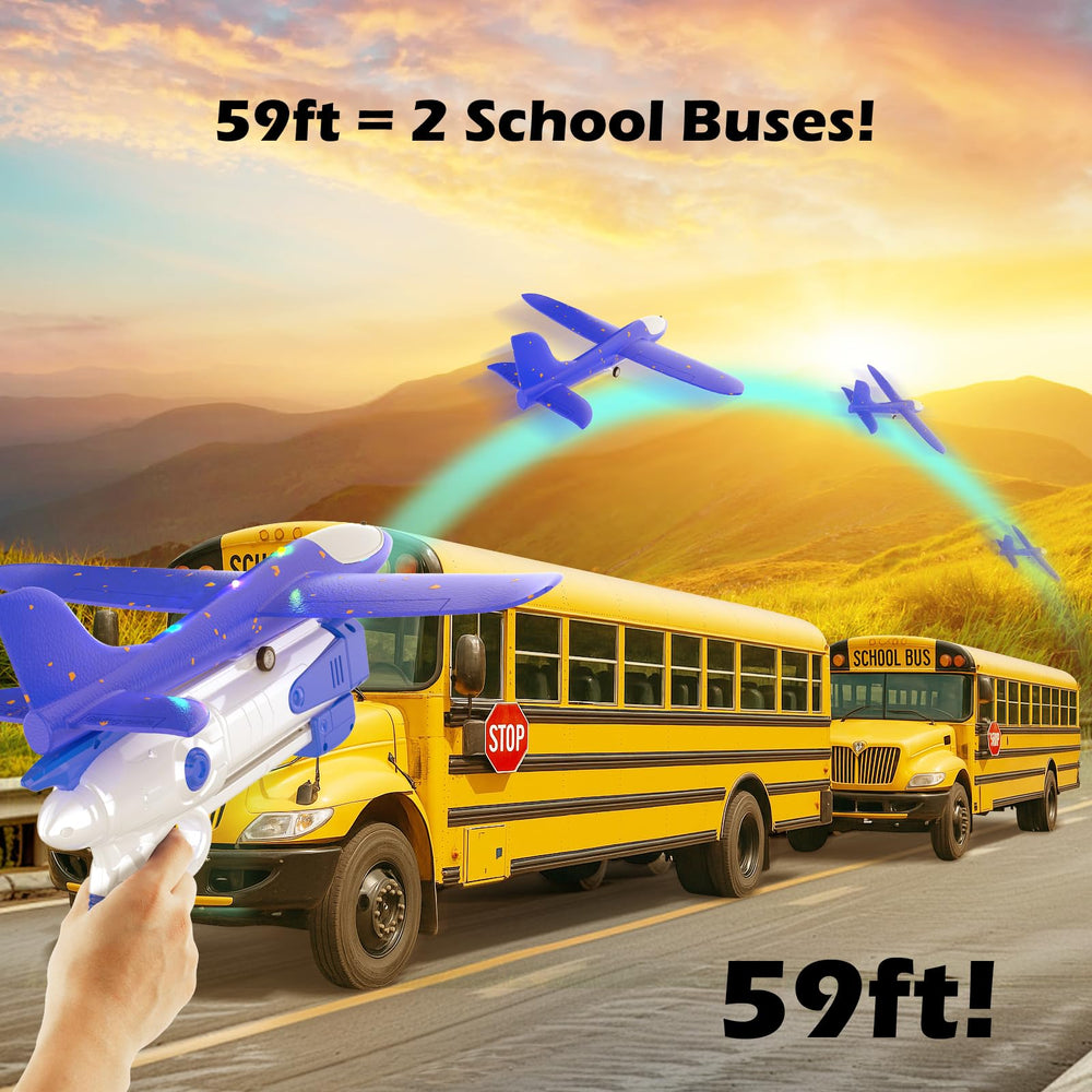 Wesfuner foam airplane showing long gliding distance for outdoor play.