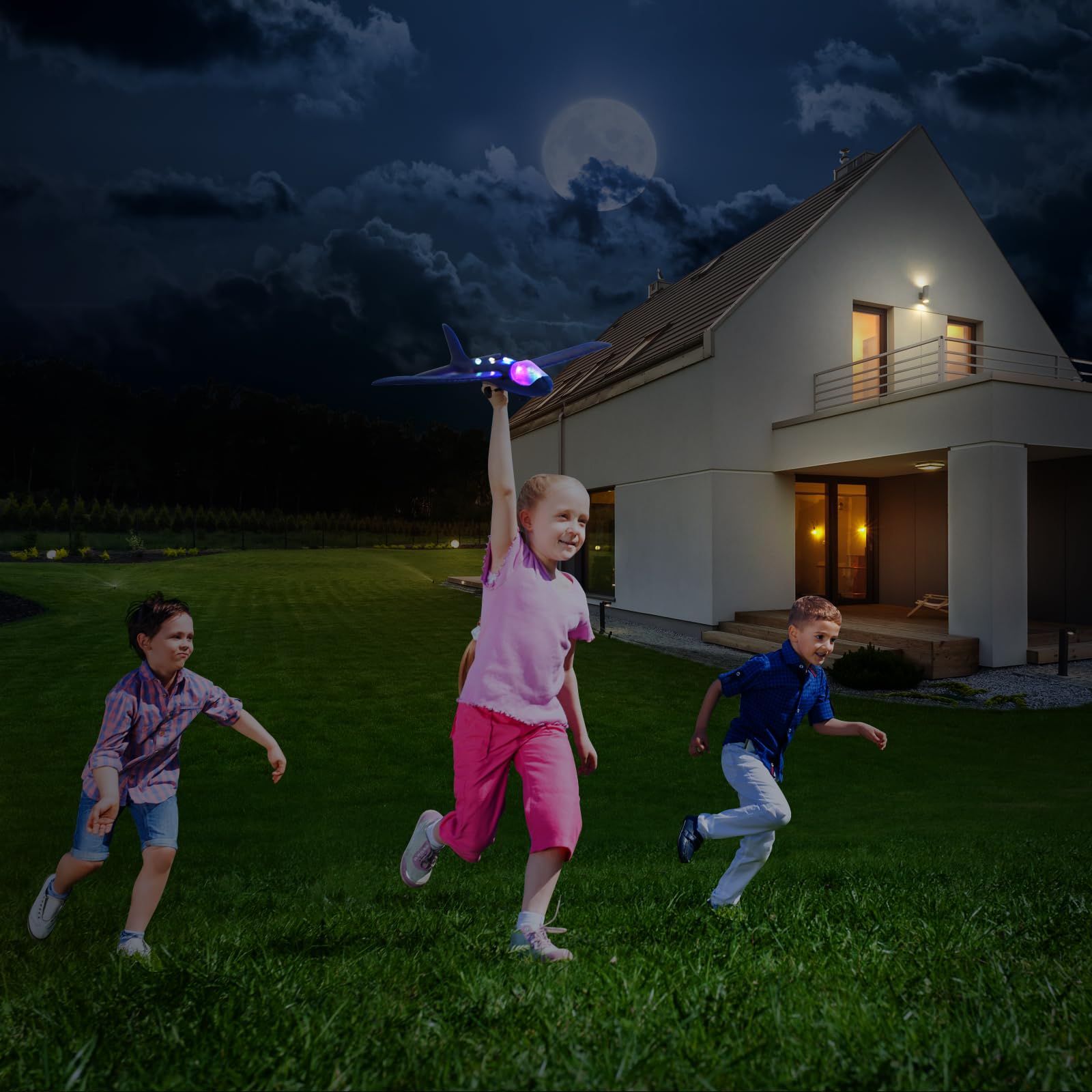 Wesfuner kids playing outdoors with planes during active fun