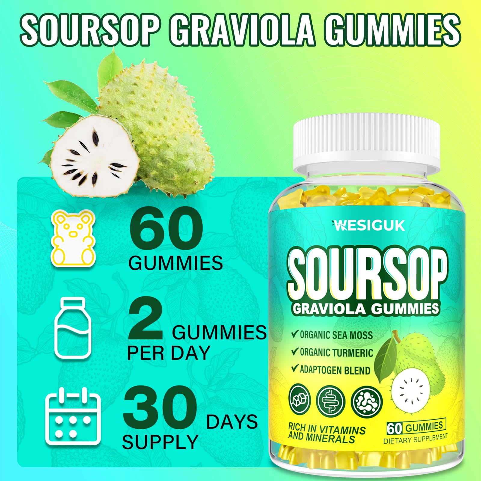 Active lifestyle shot of Wesiguk Soursop Graviola Gummies being used daily