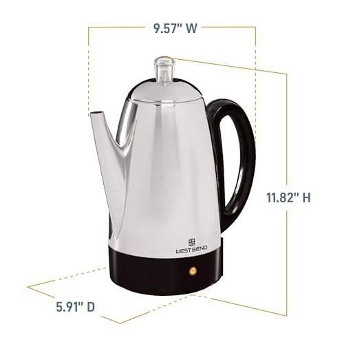West Bend percolator detachable cord enables table service and easy hosting