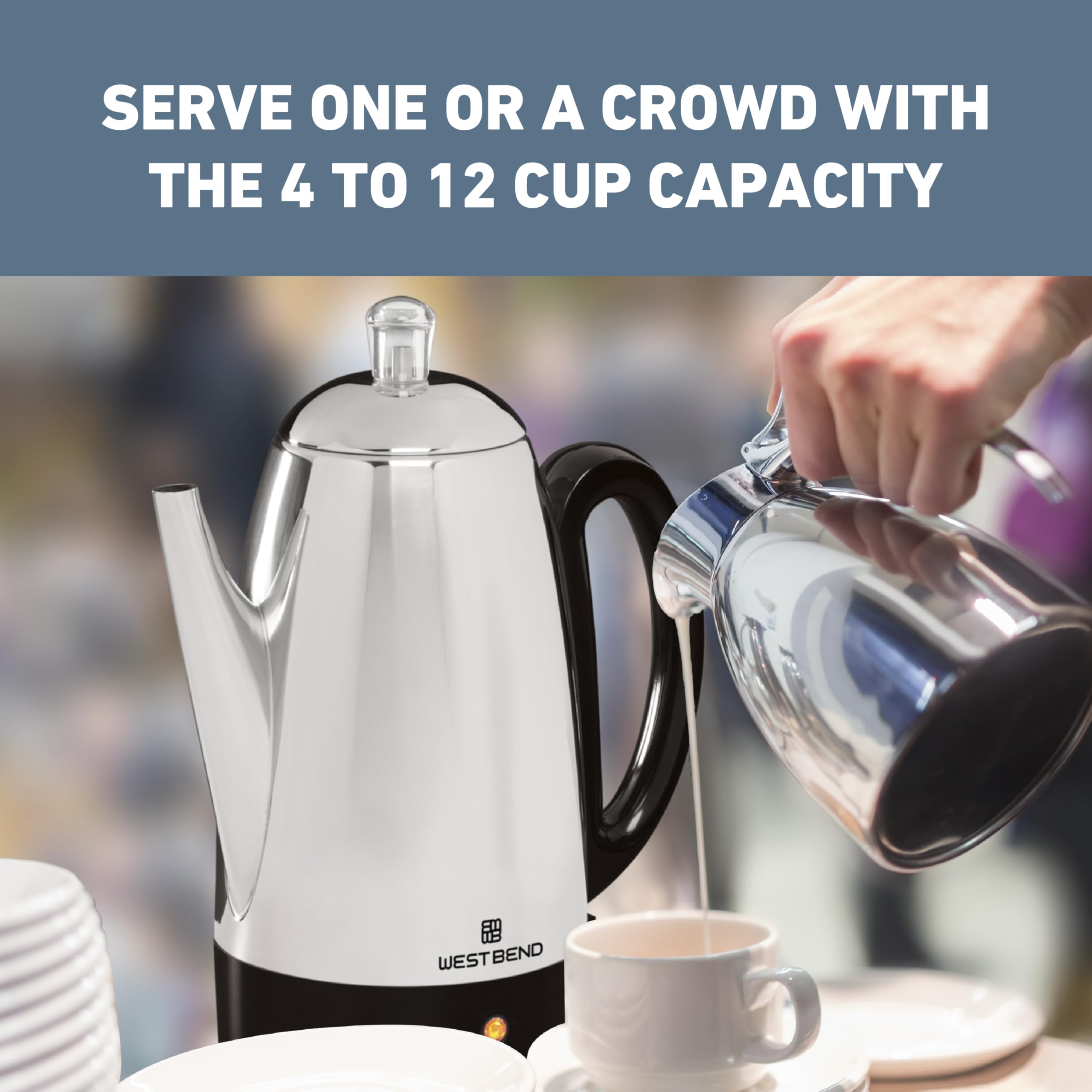 West Bend stainless steel stem ensures steady extraction and consistent brew