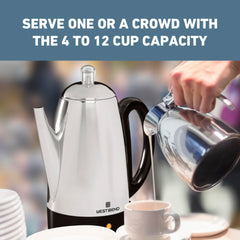 West Bend stainless steel stem ensures steady extraction and consistent brew
