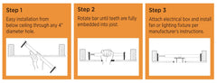 Saf-T-Brace installation area showing attic-access-free mounting for fans and lights