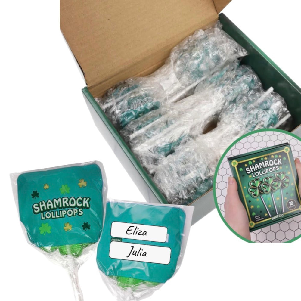 Westmon Works Shamrock Lollipops ideal classroom treats and rewards.