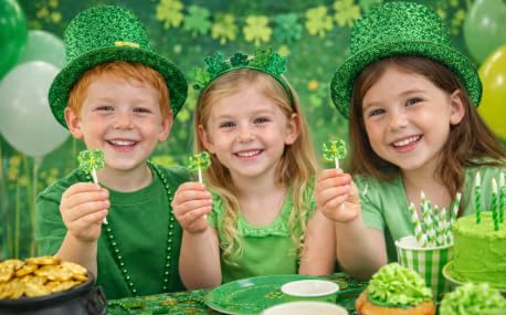 Westmon Works green shamrock lollipops boost festive ambiance.