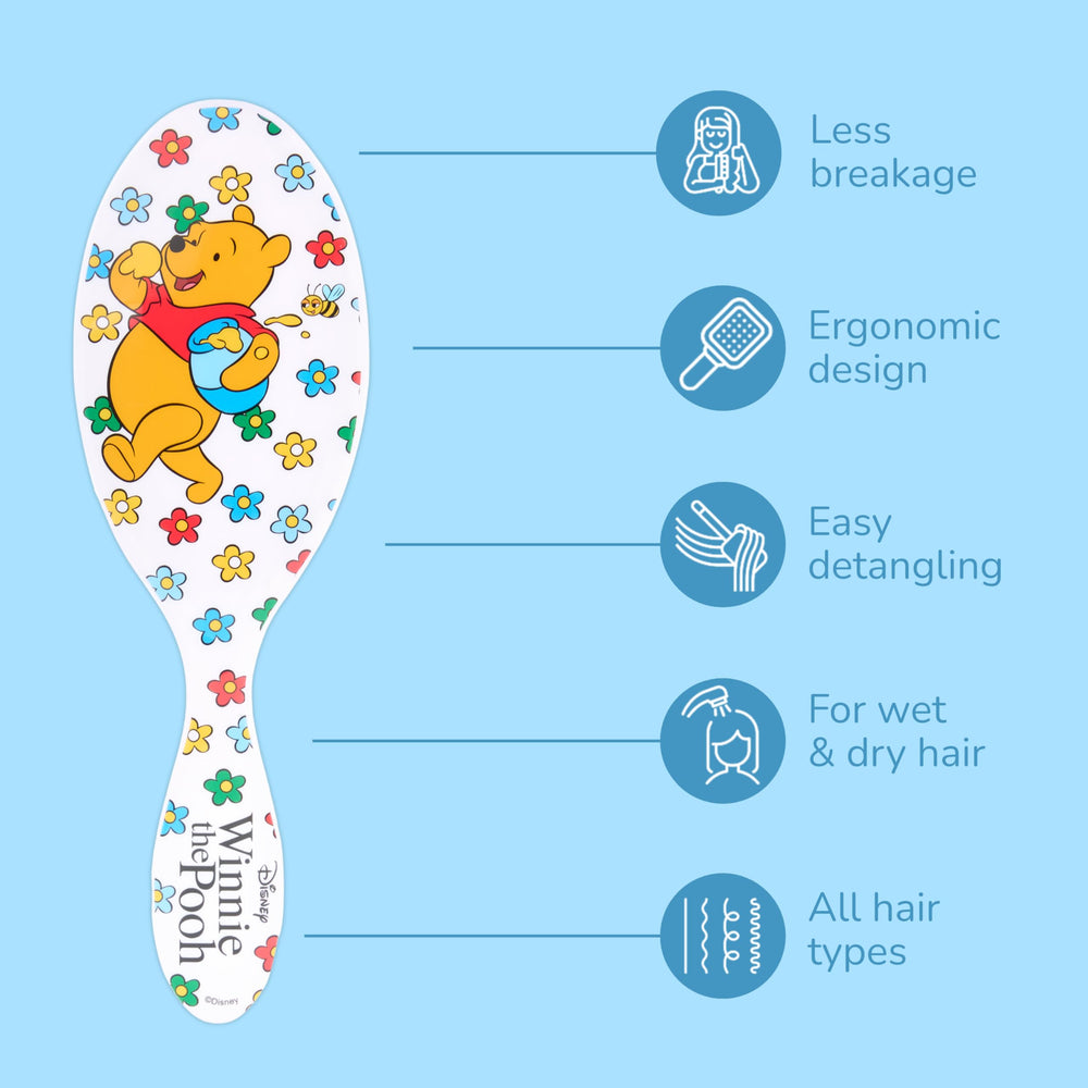 The Winnie the Pooh Detangler from Wet Brush offers painless detangling on dry hair.