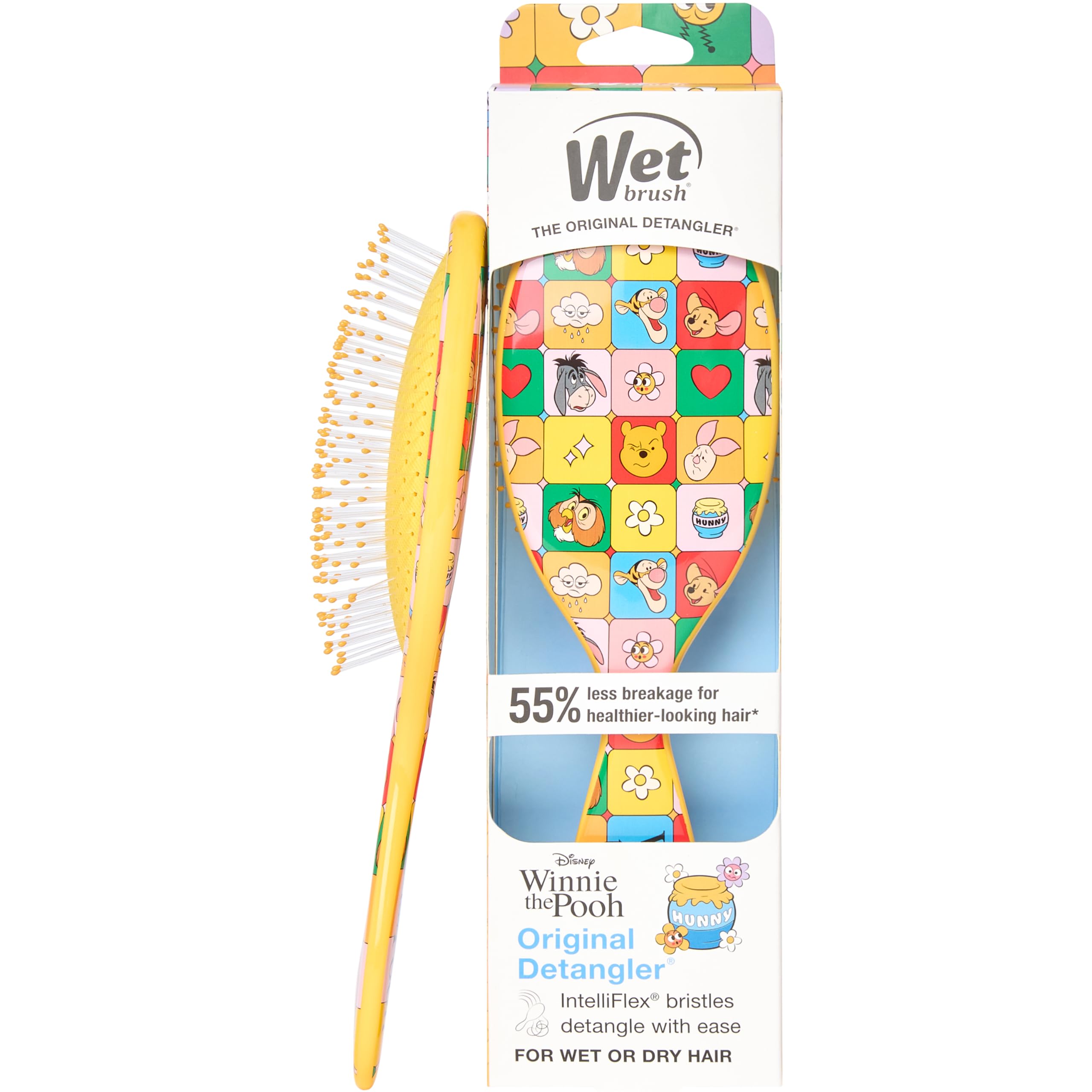 Wet Brush Winnie the Pooh original detangler front view shows gentle detangling design.