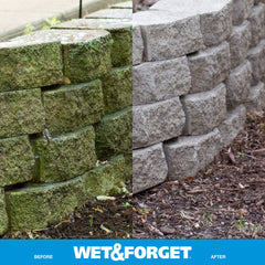 Wet & Forget application on siding shows safe, no-scrub cleaning