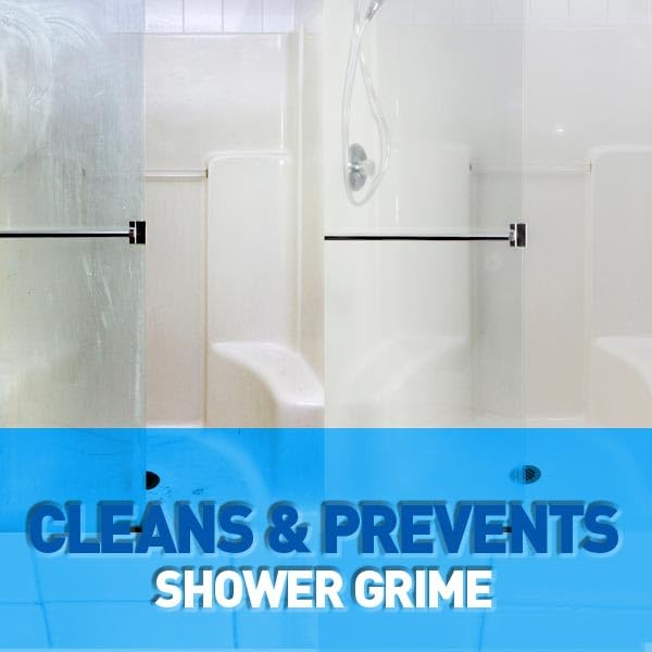 Wet & Forget cleaner on vanity area after spray, easy weekly maintenance.