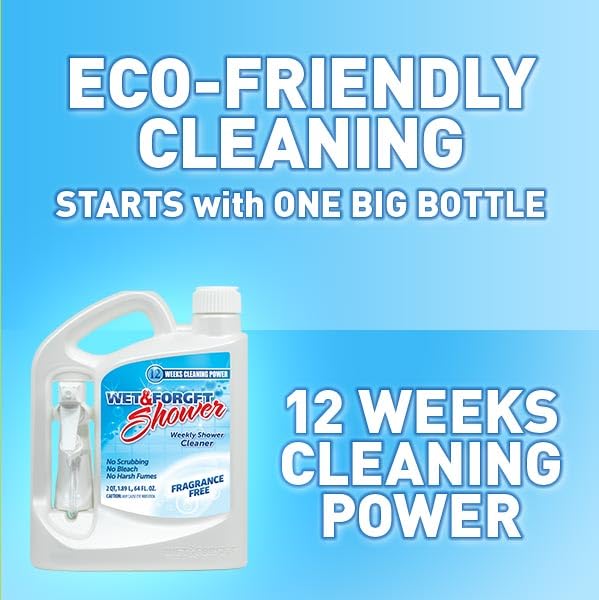 Wet & Forget fragrance-free formula bottle label, bleach-free and dye-free.