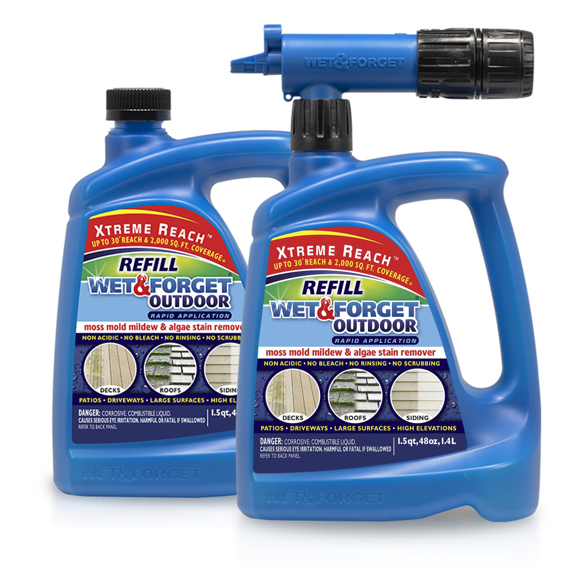 Wet & Forget outdoor stain remover bottle for easy, no-rinse cleaning.