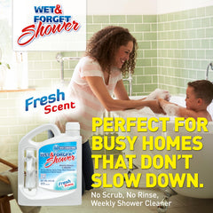 Wet & Forget Shower Cleaner bleach-free formula shown on the label.
