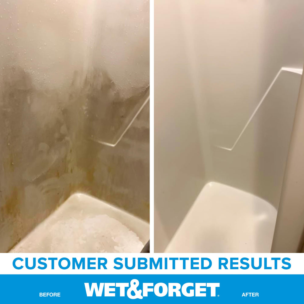 Wet & Forget Shower Cleaner ready-to-use packaging saves prep time.