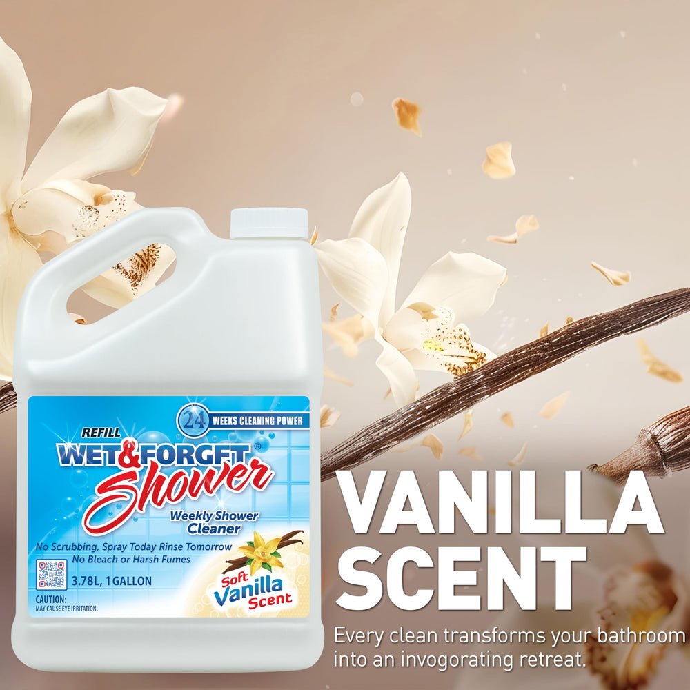 Wet & Forget Shower used on fabric shower curtains for a fresh feel.