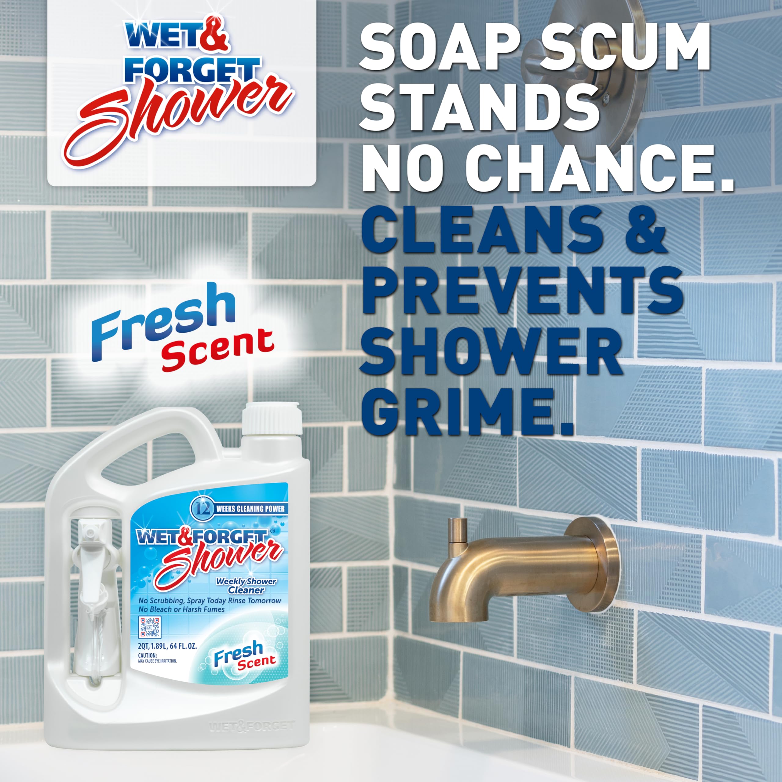 Wet & Forget Shower Cleaner fresh scent enhances the bathroom cleaning experience.