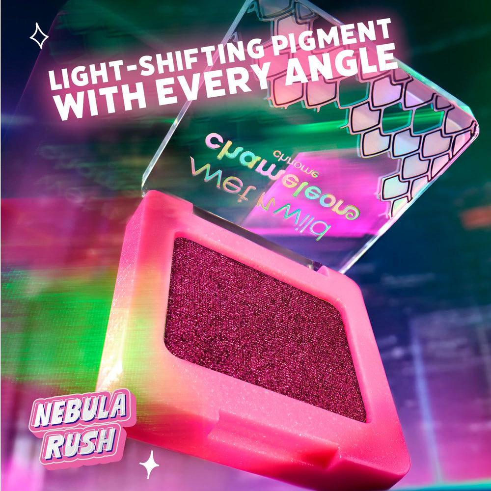Light reflection on the eye with Wet n Wild Nebula Rush shade.