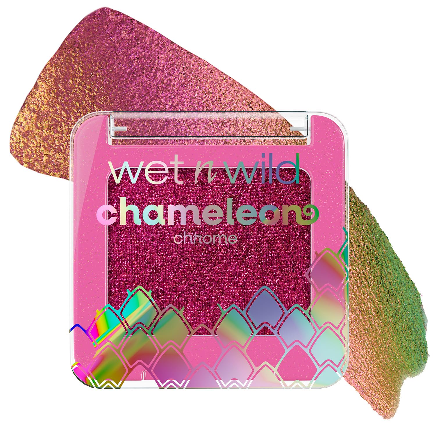 Wet n Wild Chameleon Chrome Nebula Rush swatches show shifting color and luminous pearls.