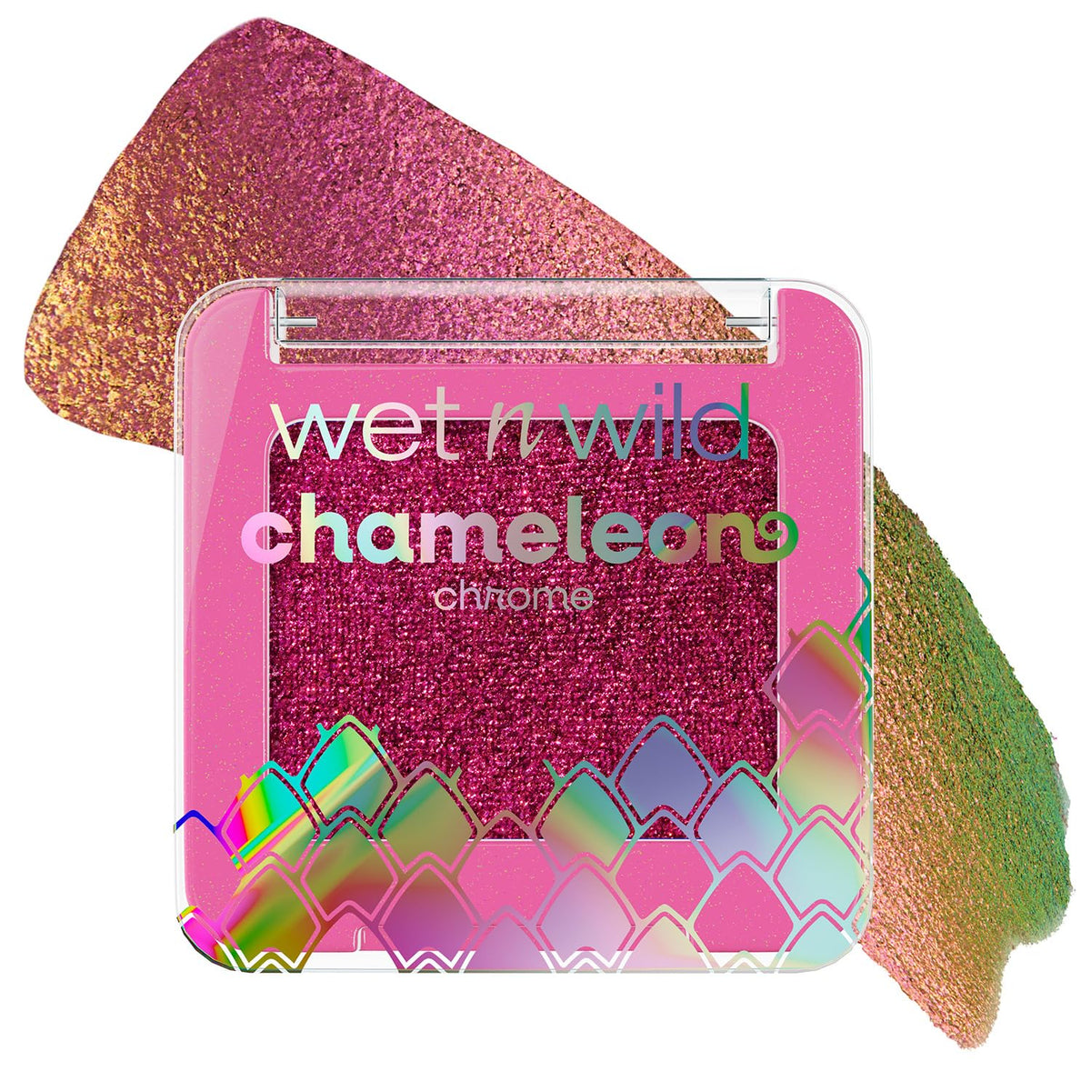 Wet n Wild Chameleon Chrome Nebula Rush swatches show shifting color and luminous pearls.