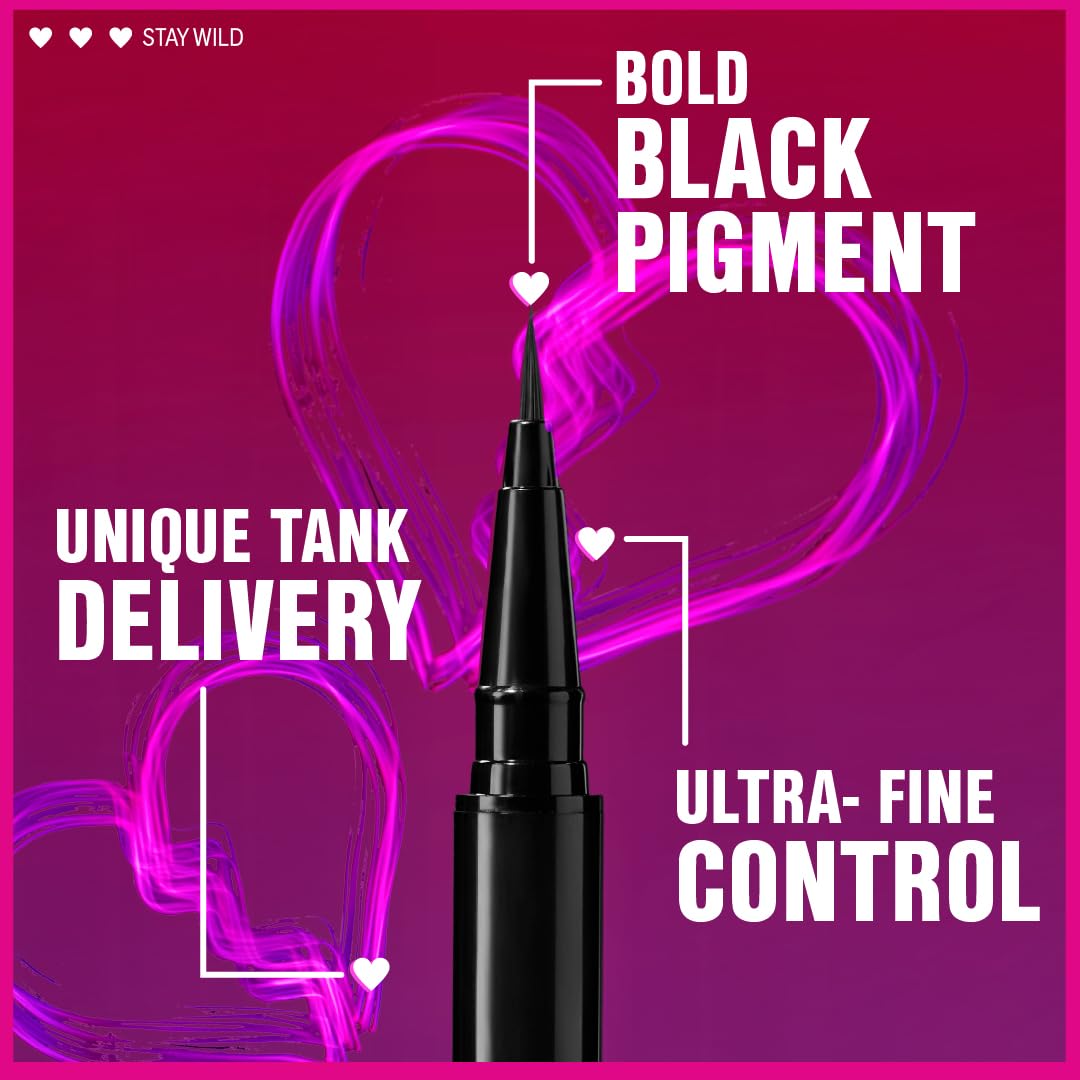 Bold black pigment from Wet n Wild Mega Last Breakup Proof eyeliner for dramatic looks.