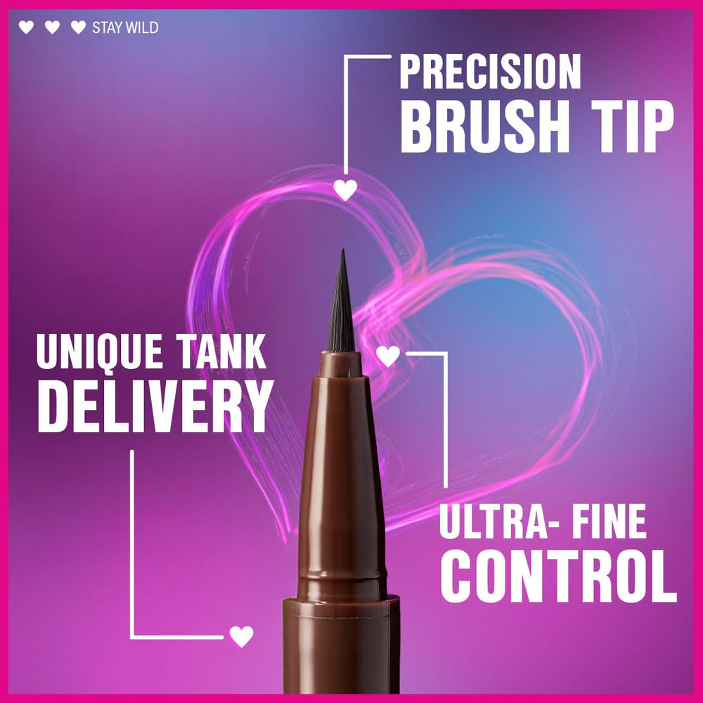 wet n wild Mega Last Breakup Proof Liquid Eyeliner rich pigment close-up showing bold brown