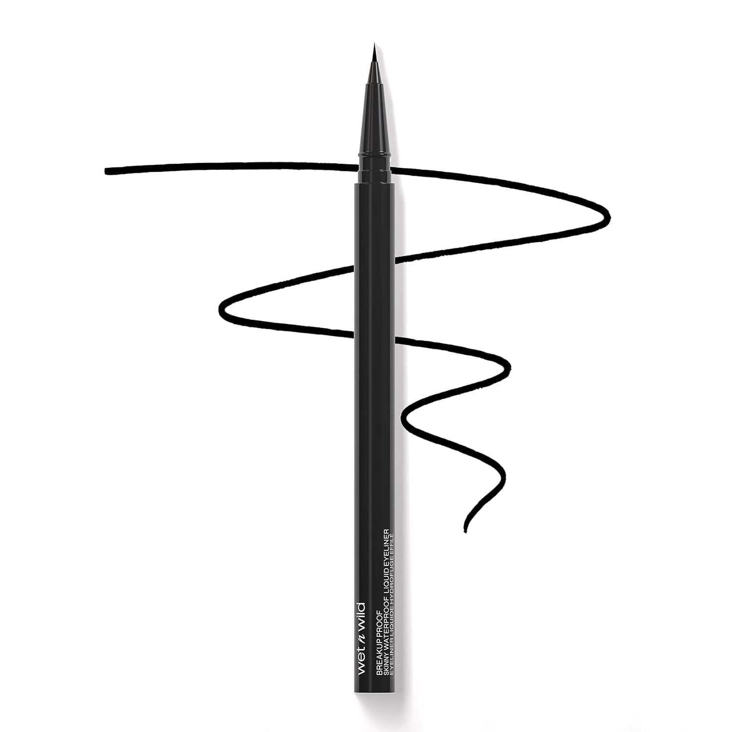 Wet n Wild Mega Last Breakup Proof eyeliner with ultra-fine brush for razor-precision lines.