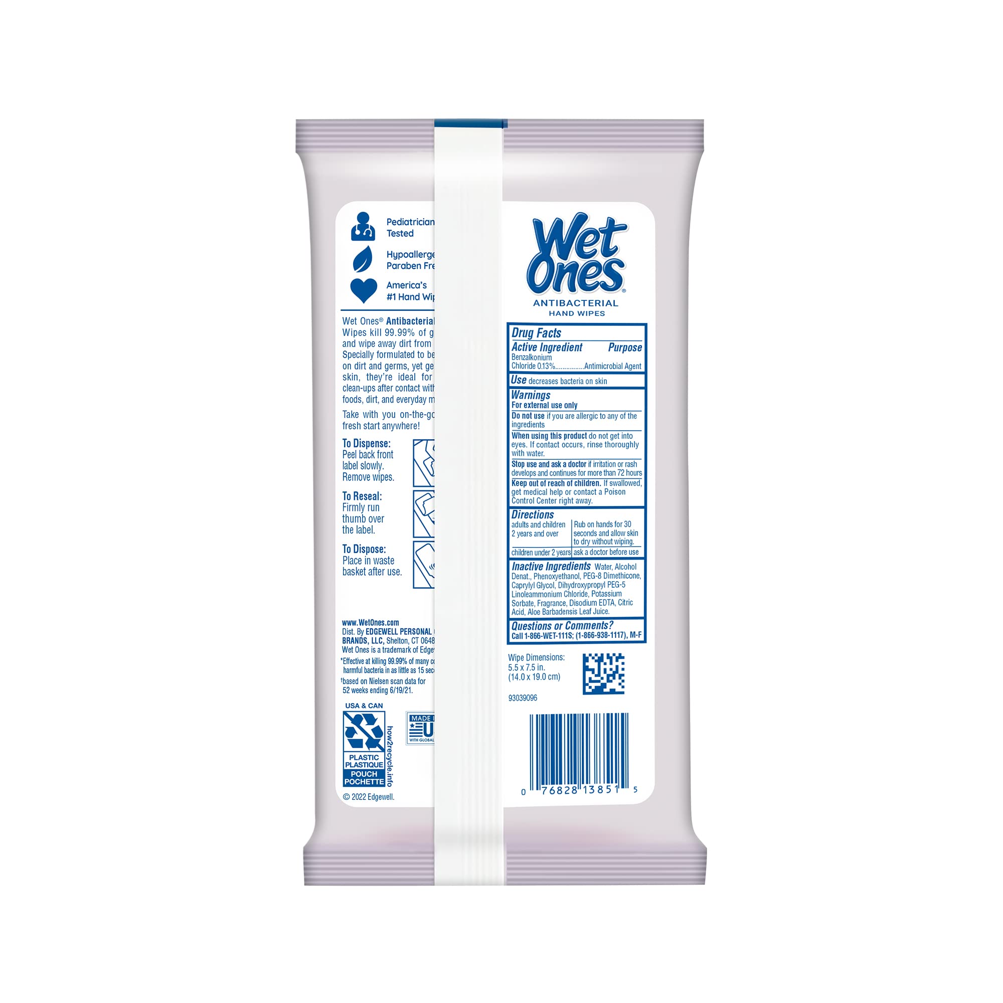 Wet Ones lavender wipe top seal keeping moisture fresh for quick use