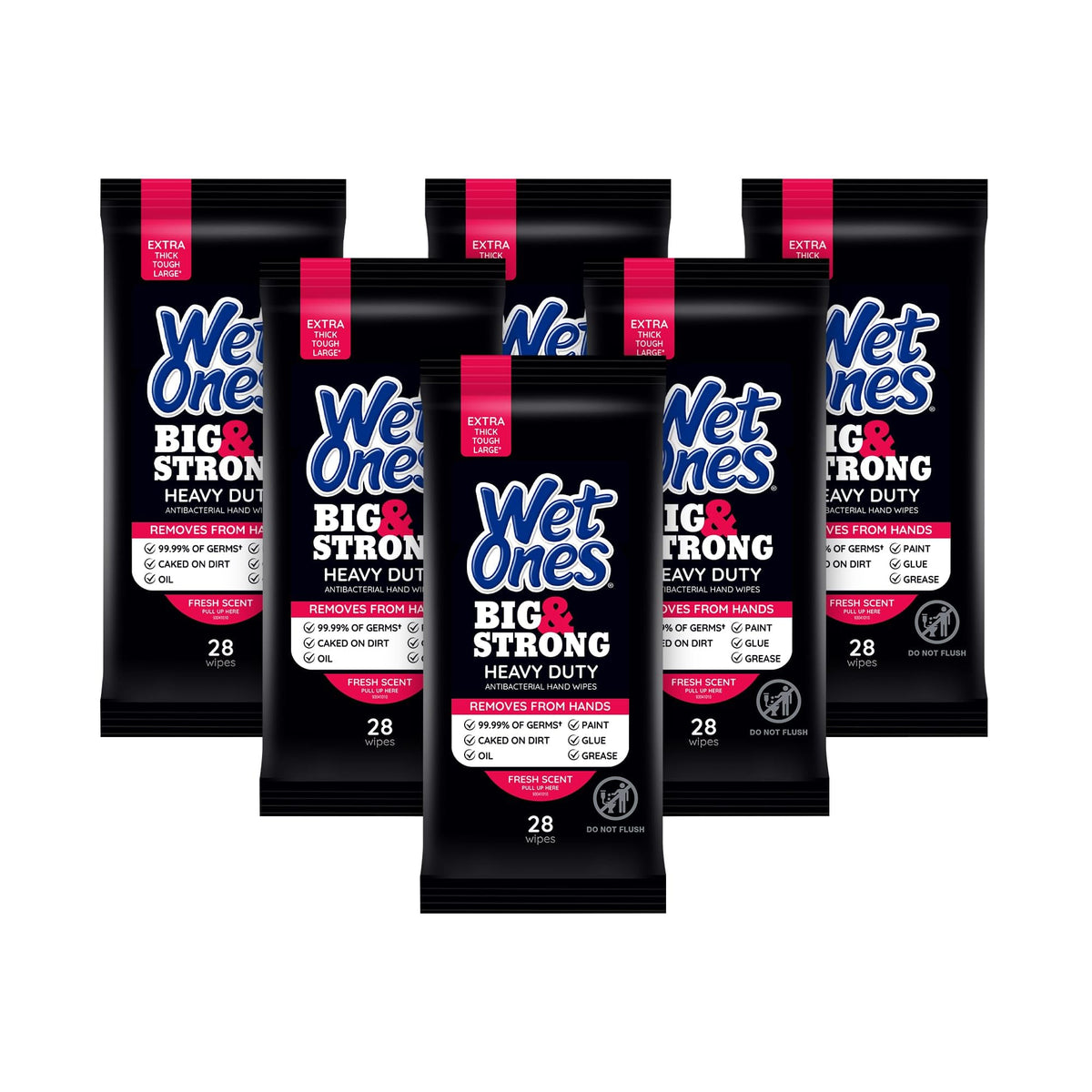 Wet Ones Big & Strong pack shot showing a convenient travel pouch