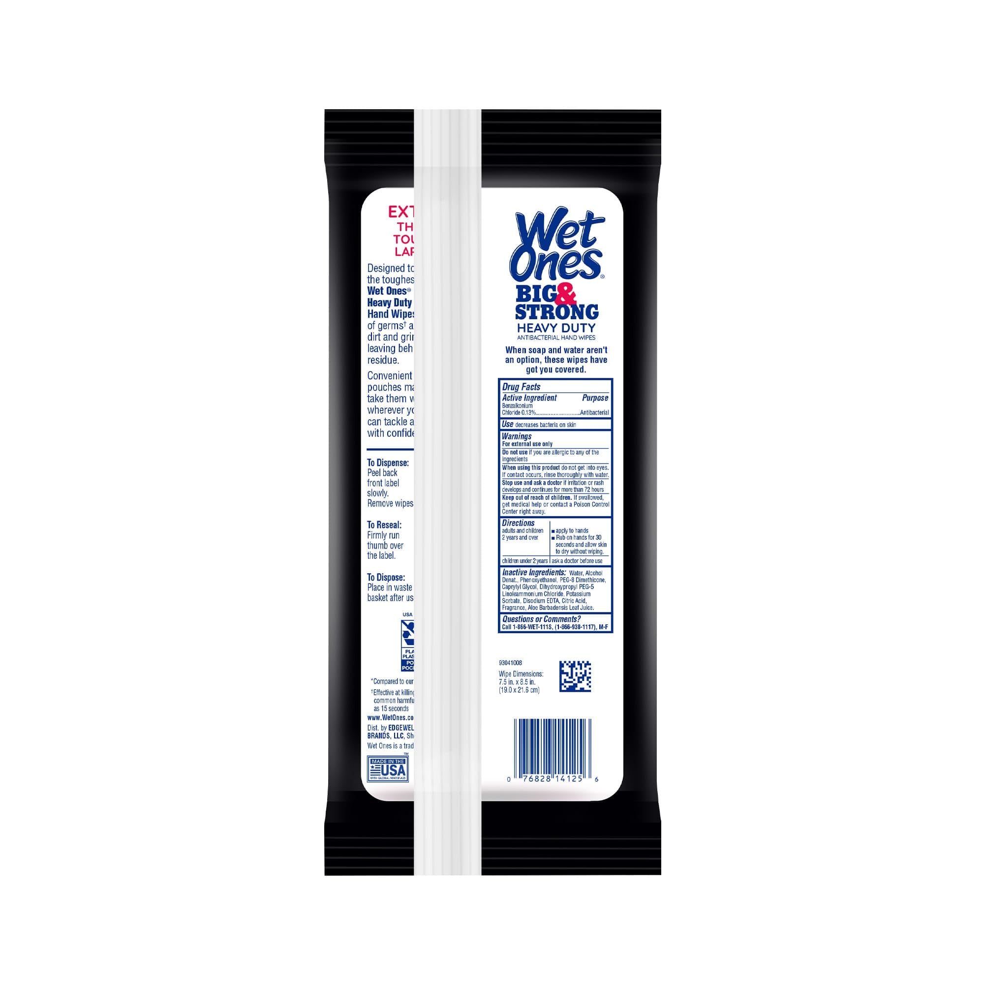 Wet Ones Big & Strong residue-free wipe leaves no sticky film