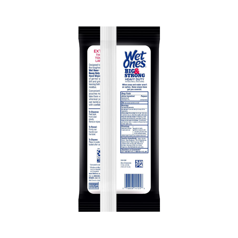 Wet Ones Big & Strong residue-free wipe leaves no sticky film