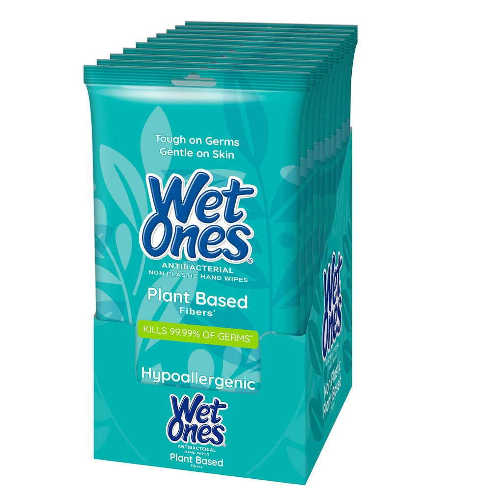 Wet Ones biodegradable wipes plant-based fiber close-up showing soft texture for gentle cleaning.