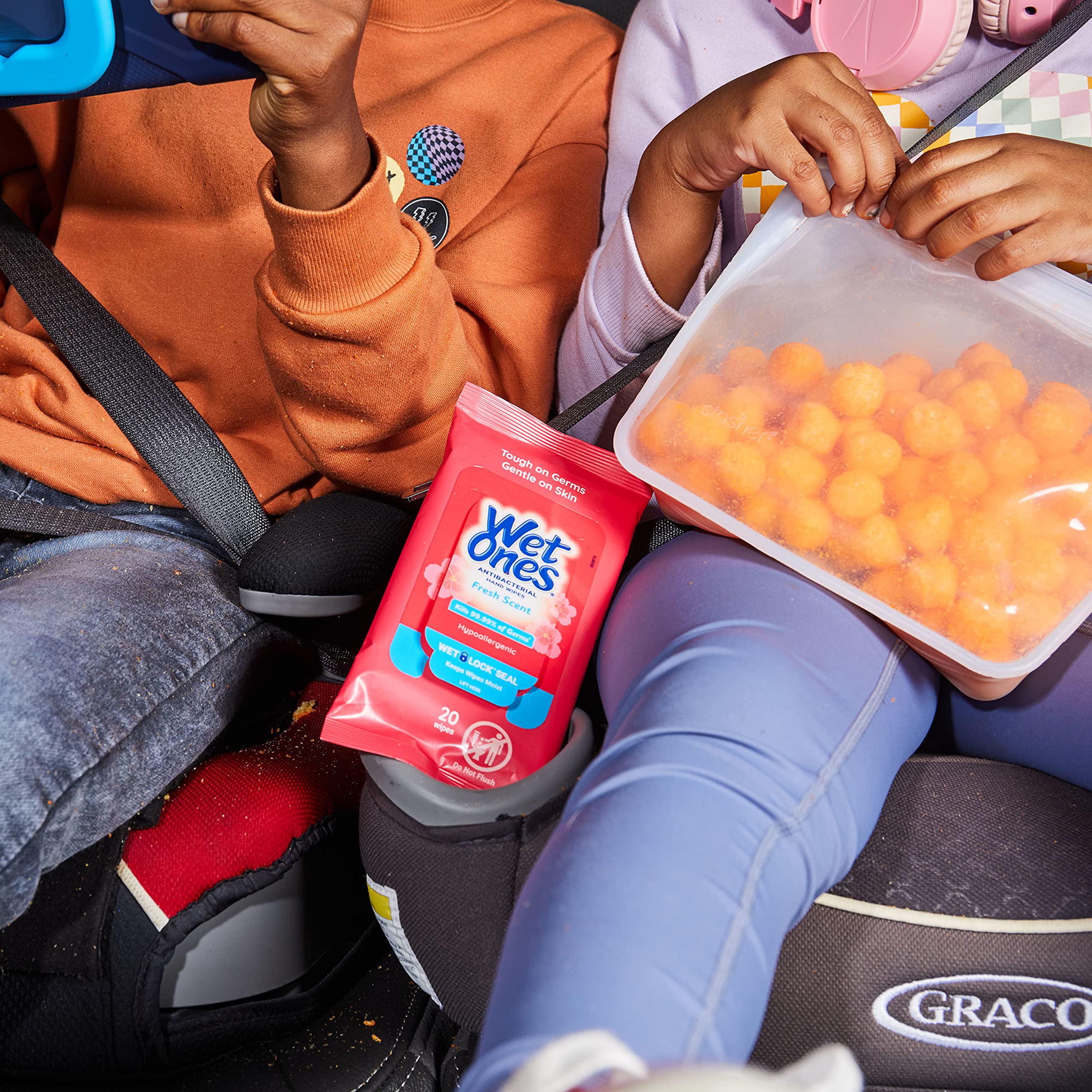 Wet Ones dirt-removal wipes wipe away messes without residue