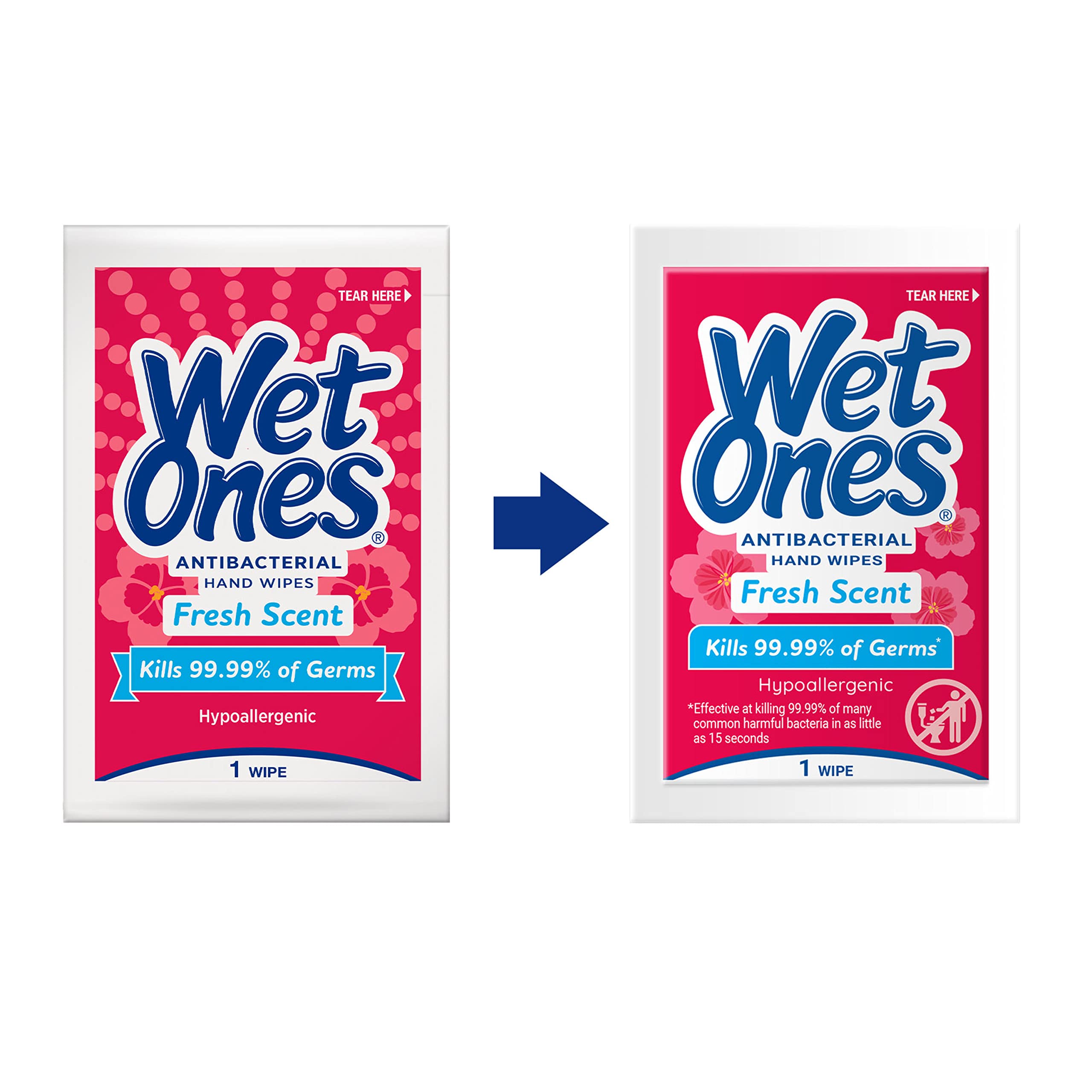 Close up of Wet Ones with fresh scent for quick hand hygiene.