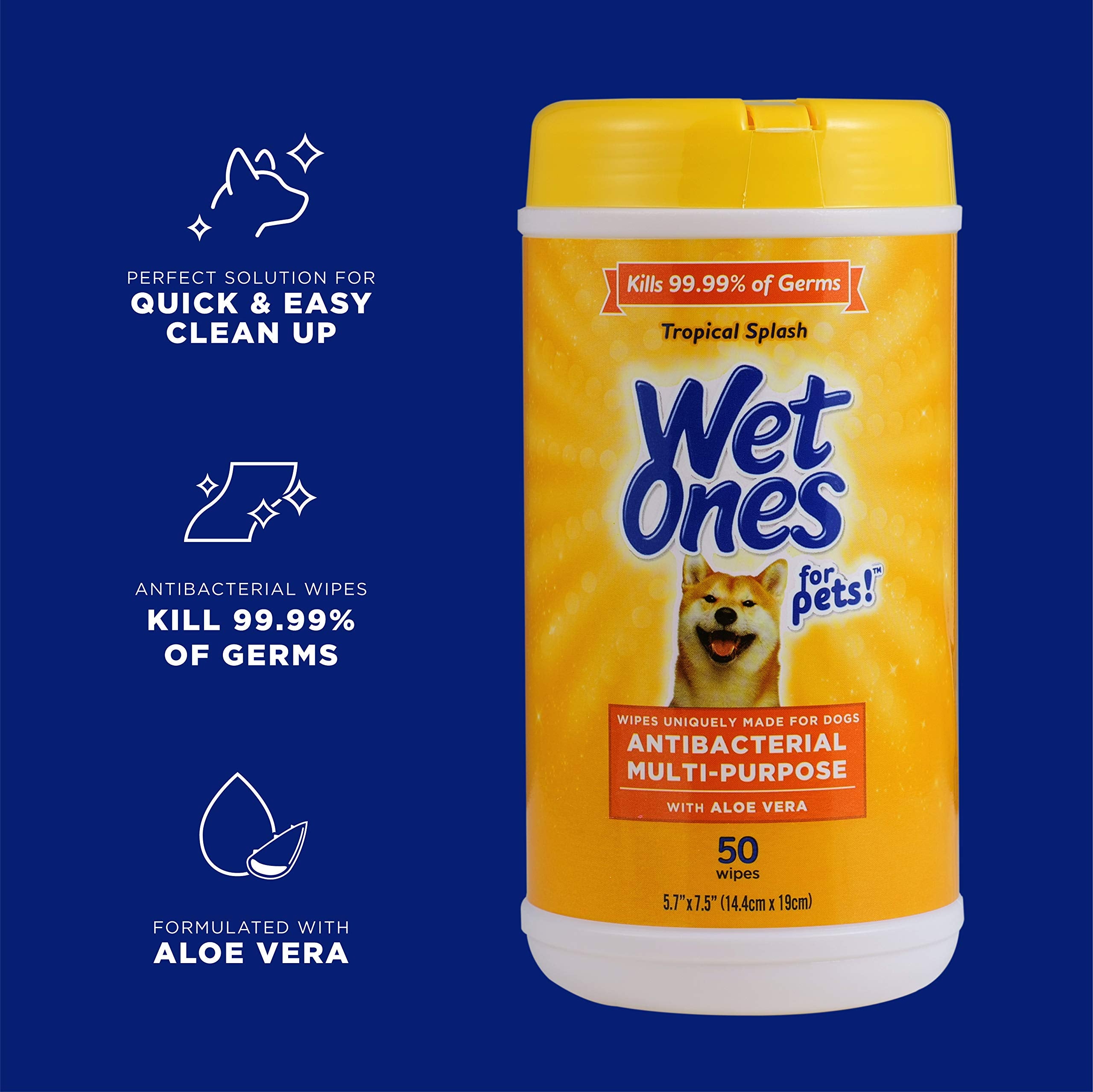 Wet Ones Pets paws face body wipes for quick surface cleaning.