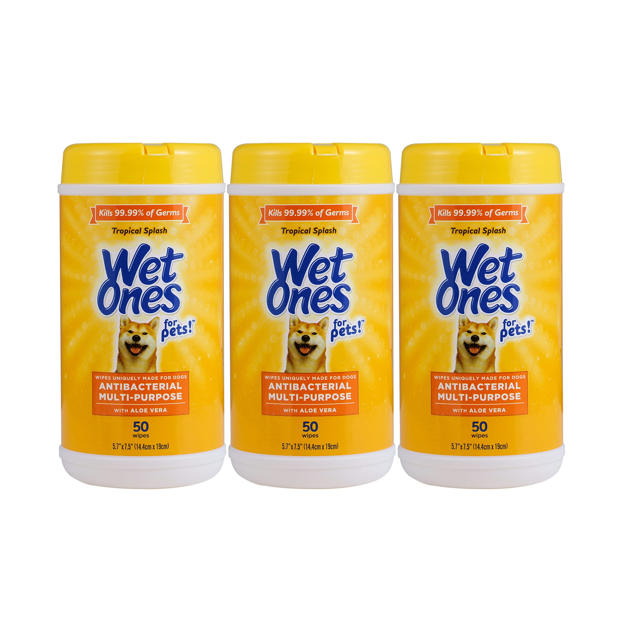 Wet Ones Pets tropical splash canister for quick post-walk cleanups.