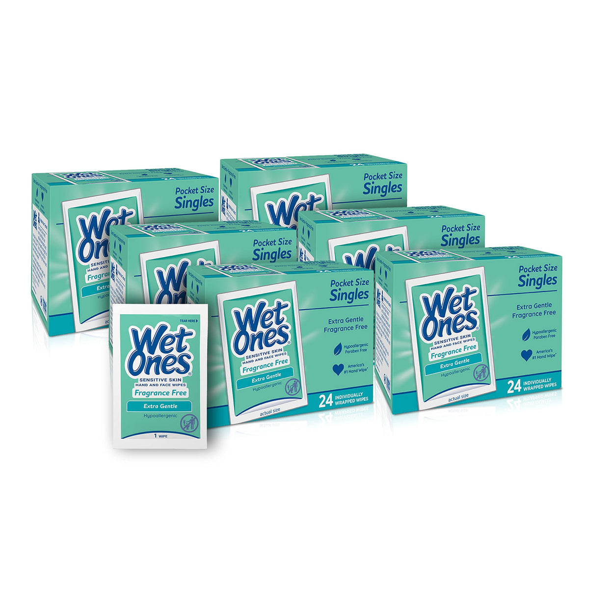 Wet Ones singles hand wipe pack for on-the-go cleanups.