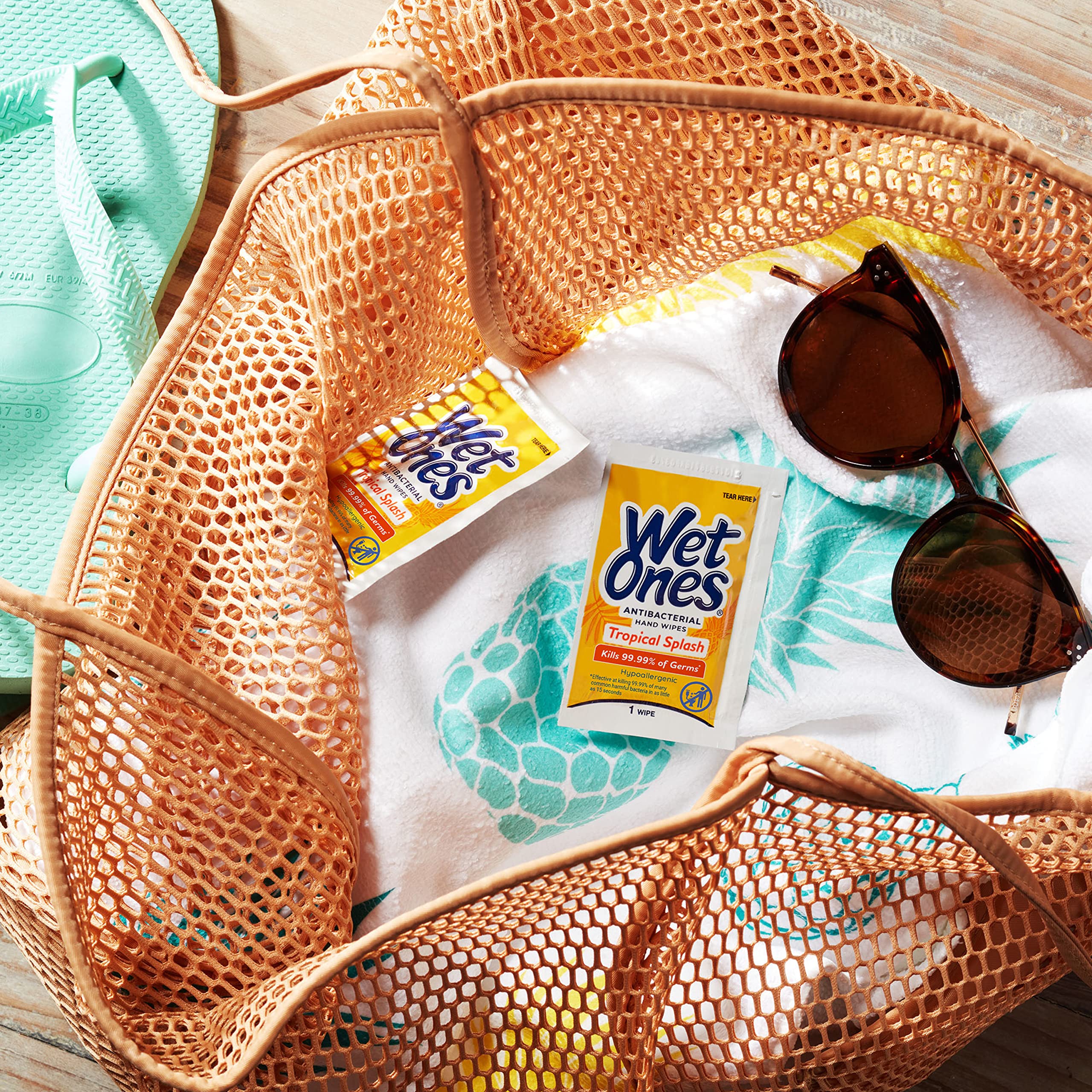 Wet Ones Tropical Splash individually wrapped wipes ideal for lunchboxes
