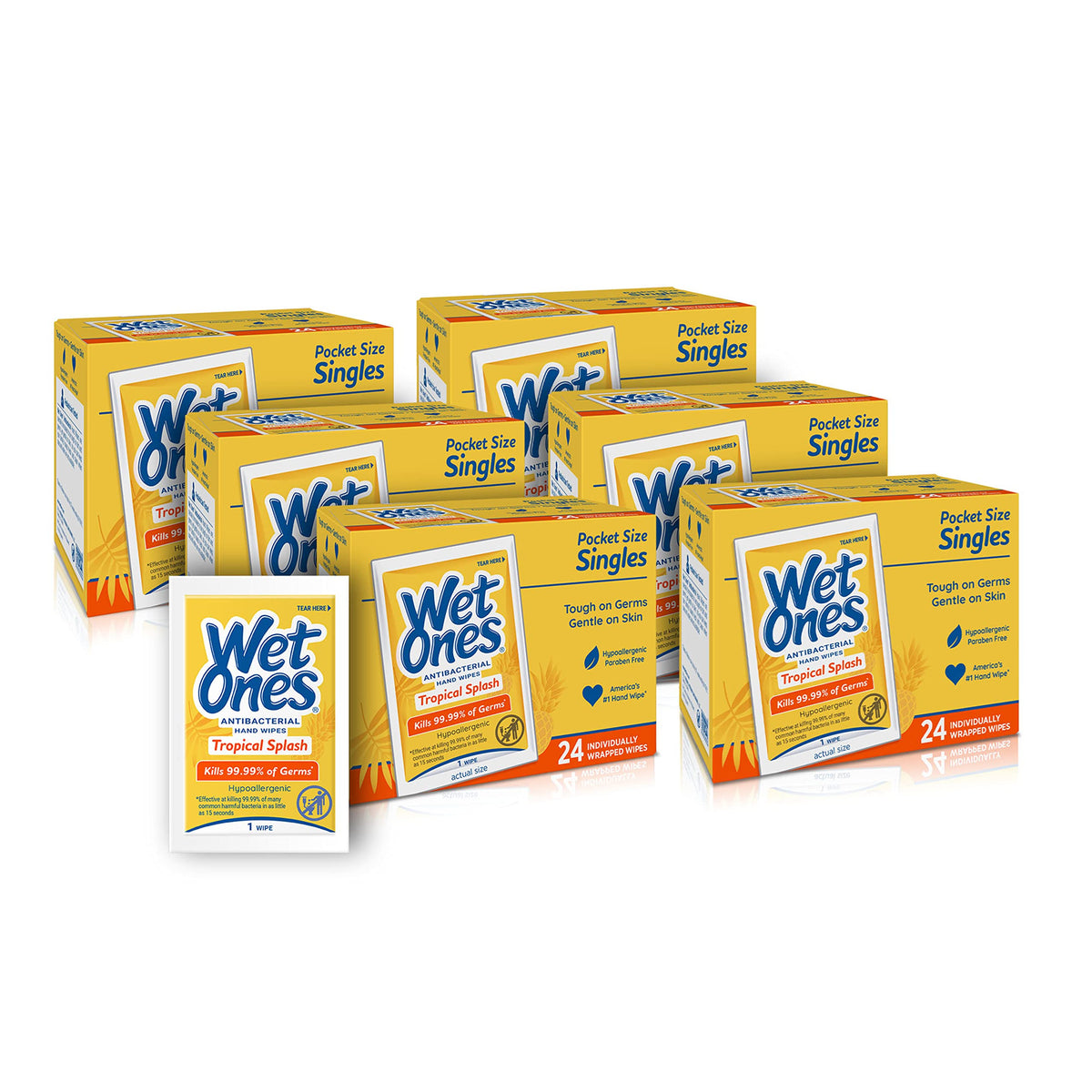 Wet Ones Tropical Splash single-wipe pack for on-the-go cleanliness and germ protection