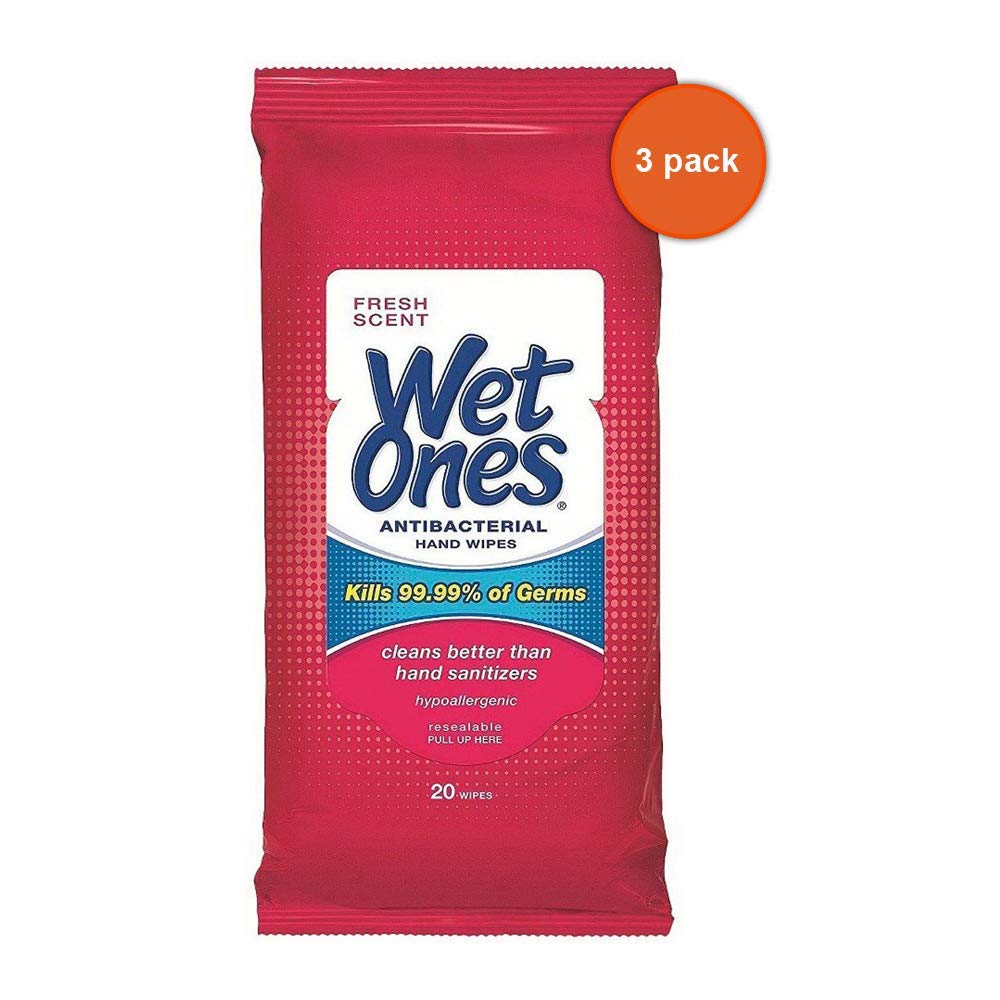 Wet Ones wipes 20-count pack for on-the-go cleaning and quick refresh