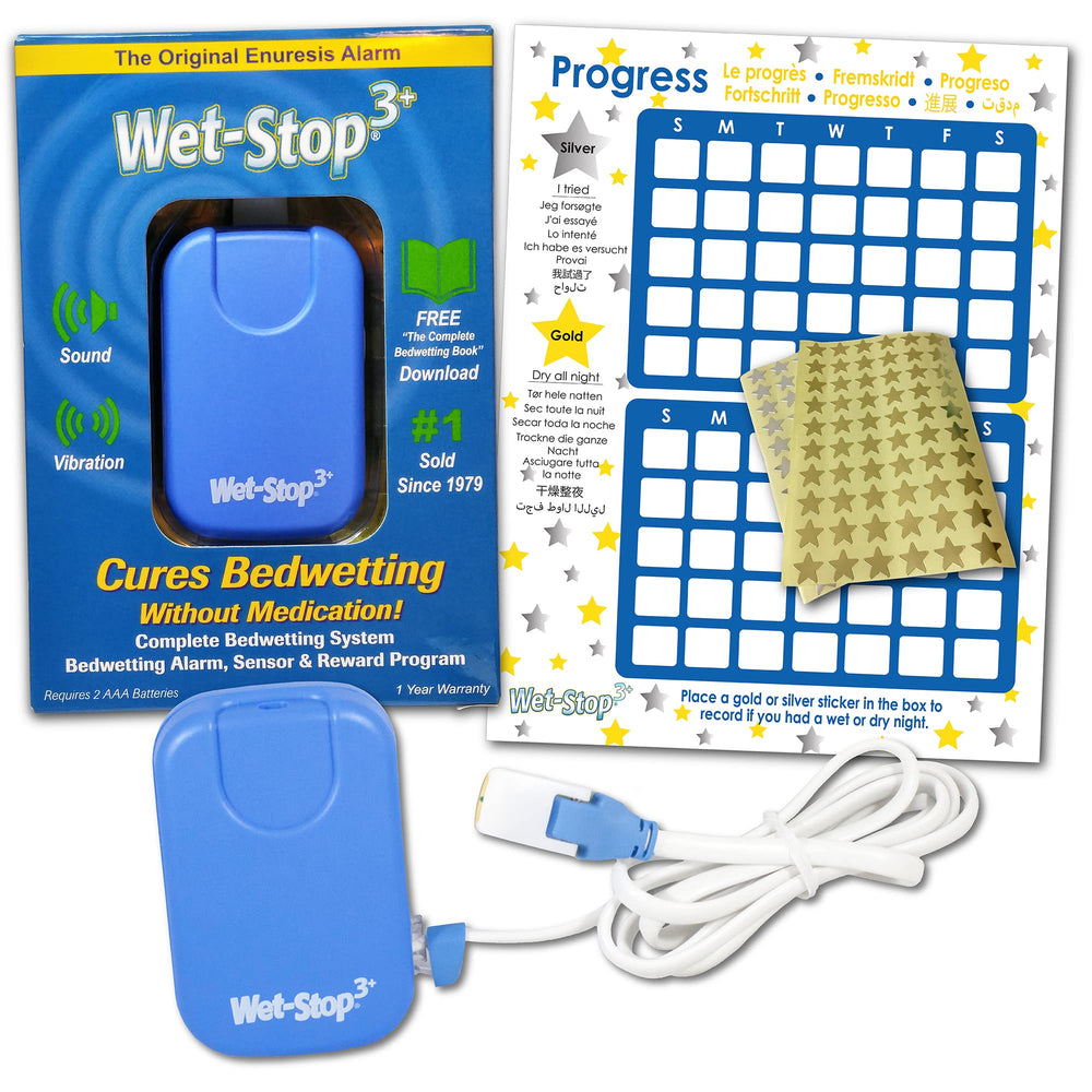 Wet-Stop 3 blue alarm with tone and vibration controls for personalized alerts