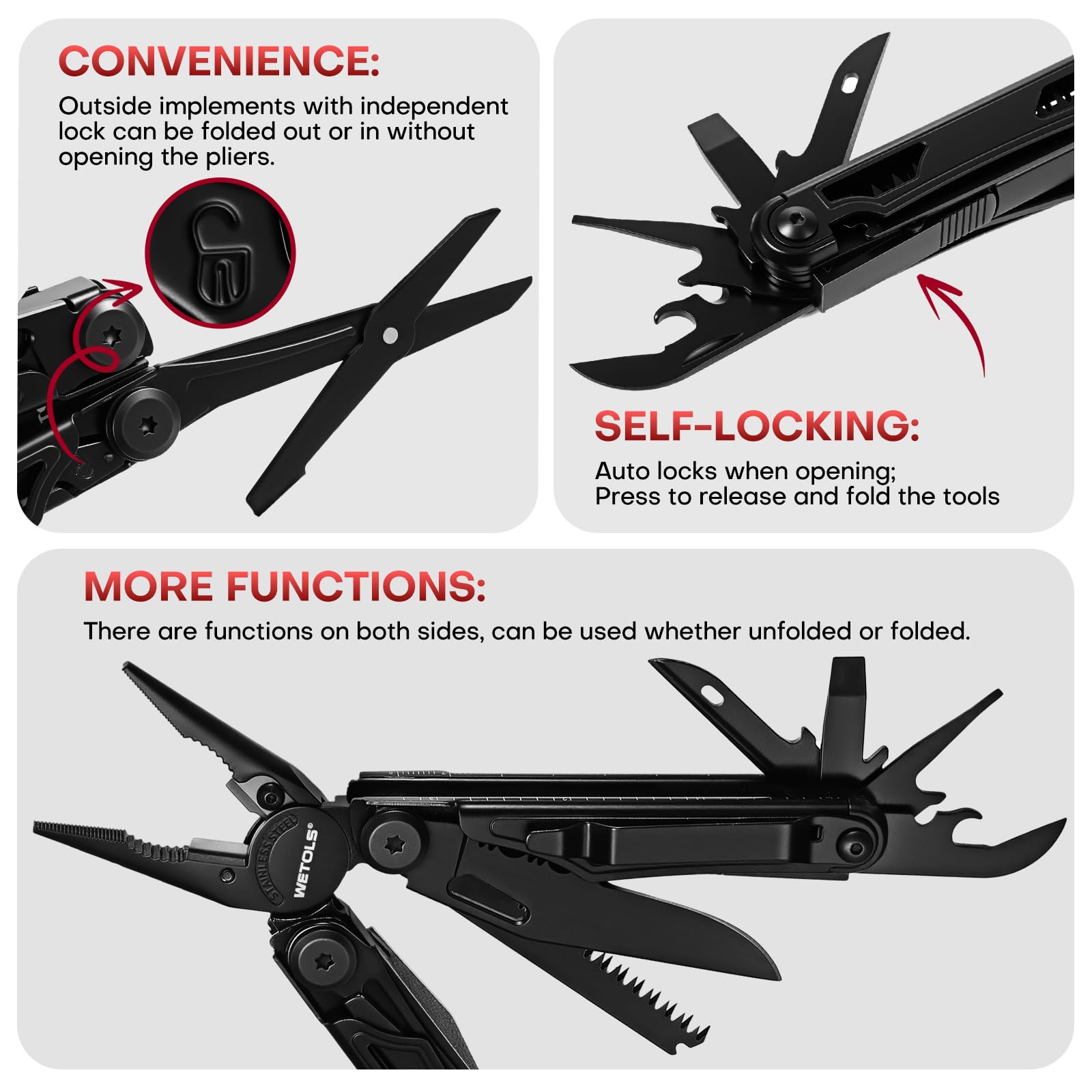 WETOLS self-locking scissors shown for safe, quick trimming